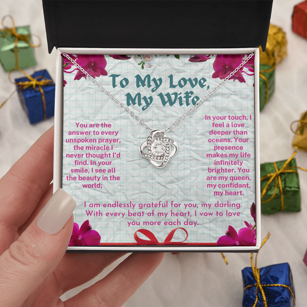 To My Love - My Wife - My Soulmate Forever - A Beautiful Love knot Necklace
