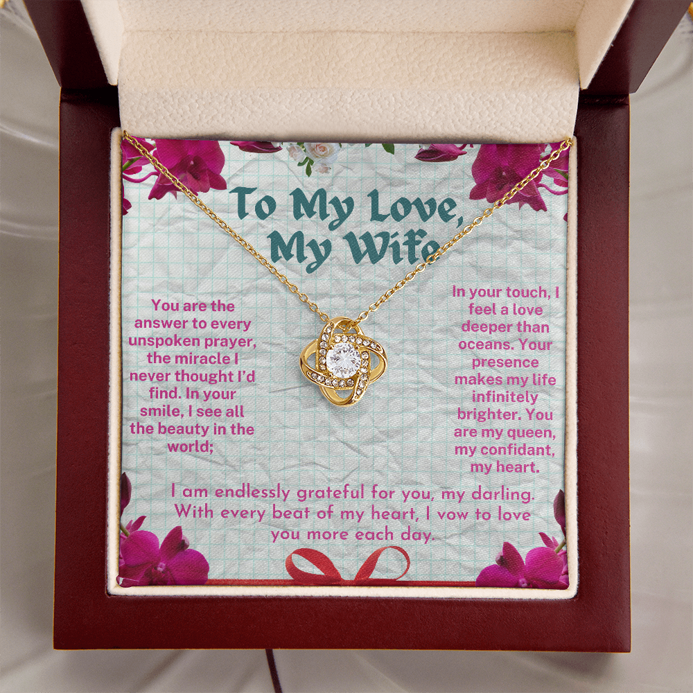 To My Love - My Wife - My Soulmate Forever - A Beautiful Love knot Necklace