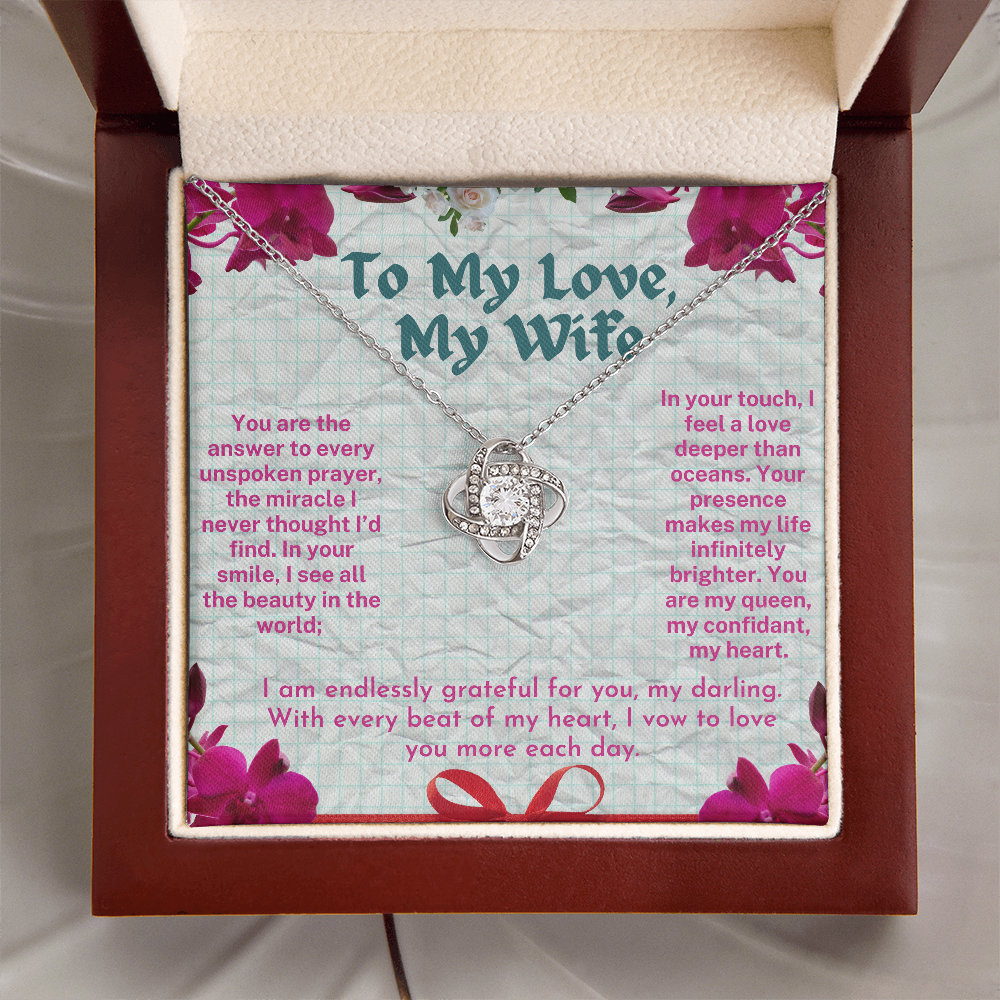 To My Love - My Wife - My Soulmate Forever - A Beautiful Love knot Necklace