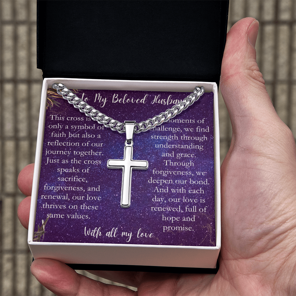 For My Husband - Cuban Link Chain Cross