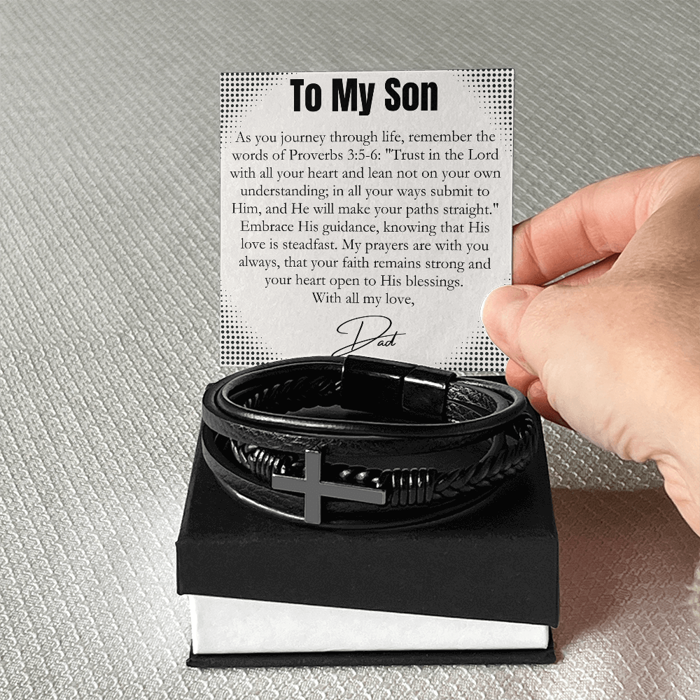 To My Son - May You Be Blessed, Always - Cross Bracelet