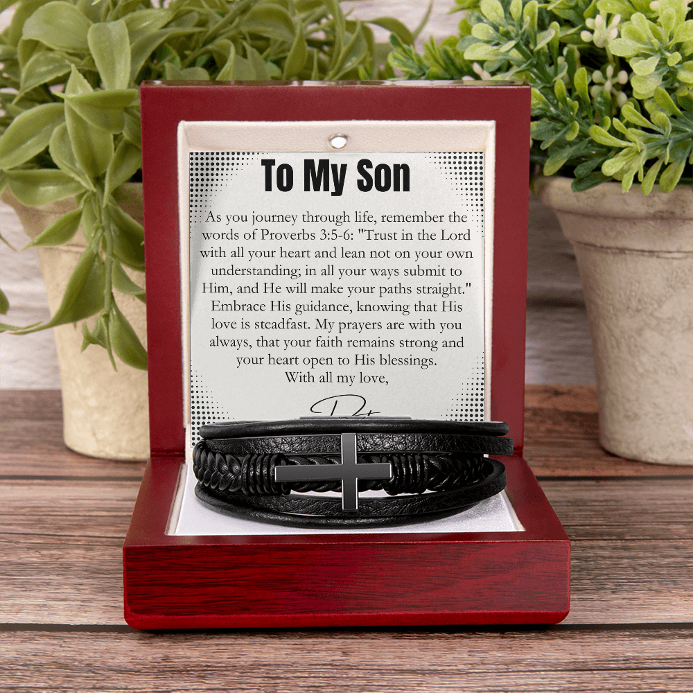 To My Son - May You Be Blessed, Always - Cross Bracelet
