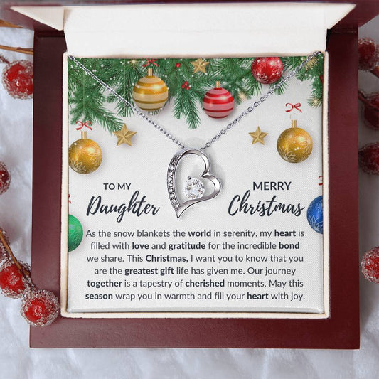 To My Daughter - Merry Christmas - Forever Love Necklace