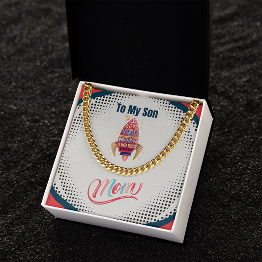 To Son - Love You To The Moon and Back - Cuban Link Chain