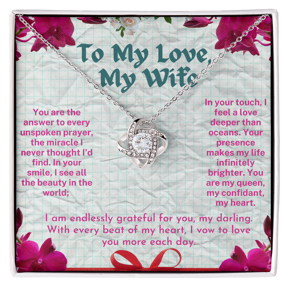 To My Love - My Wife - My Soulmate Forever - A Beautiful Love knot Necklace