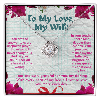 To My Love - My Wife - My Soulmate Forever - A Beautiful Love knot Necklace