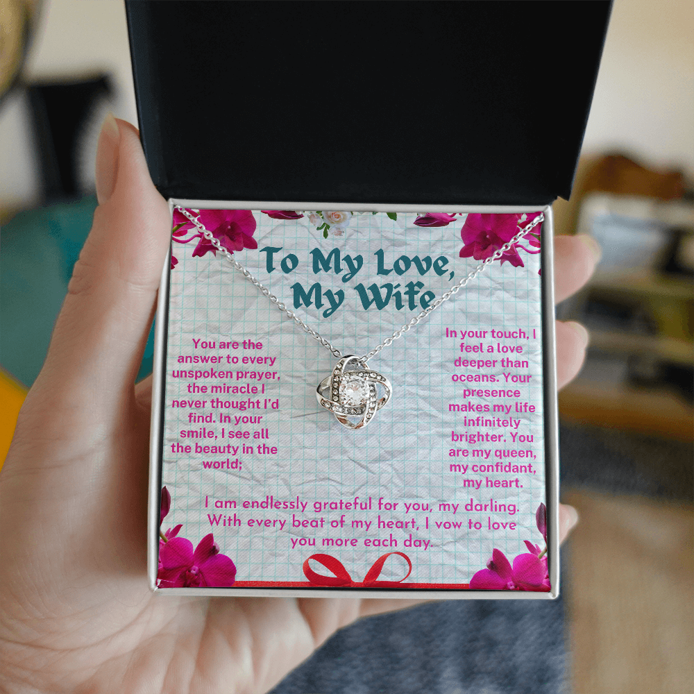 To My Love - My Wife - My Soulmate Forever - A Beautiful Love knot Necklace