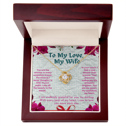 To My Love - My Wife - My Soulmate Forever - A Beautiful Love knot Necklace