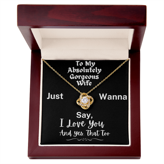 To My Absolutely Gorgeous Wife - A Love Knot Necklace To Celebrate All I Love About You