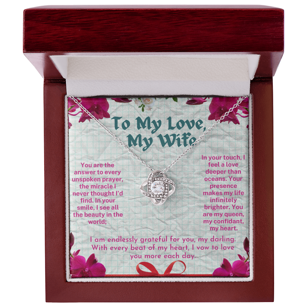 To My Love - My Wife - My Soulmate Forever - A Beautiful Love knot Necklace