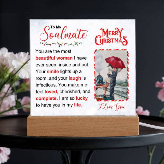 To My Soulmate - Merry Christmas - Acrylic Square Plaque