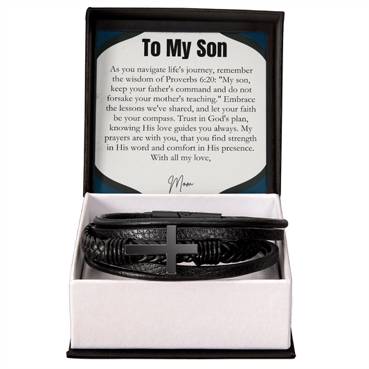 To My  Son - May You Be Blessed Always - Cross Bracelet