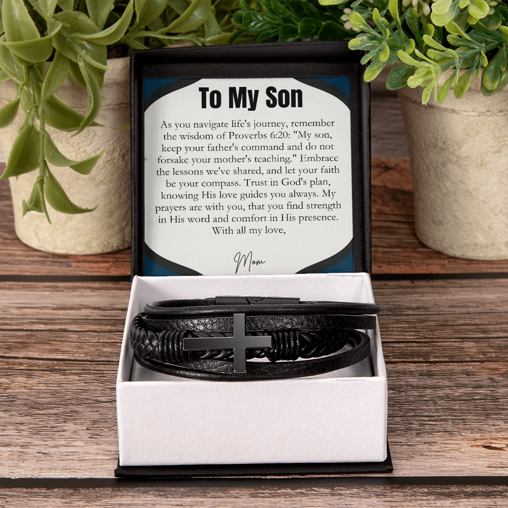 To My  Son - May You Be Blessed Always - Cross Bracelet