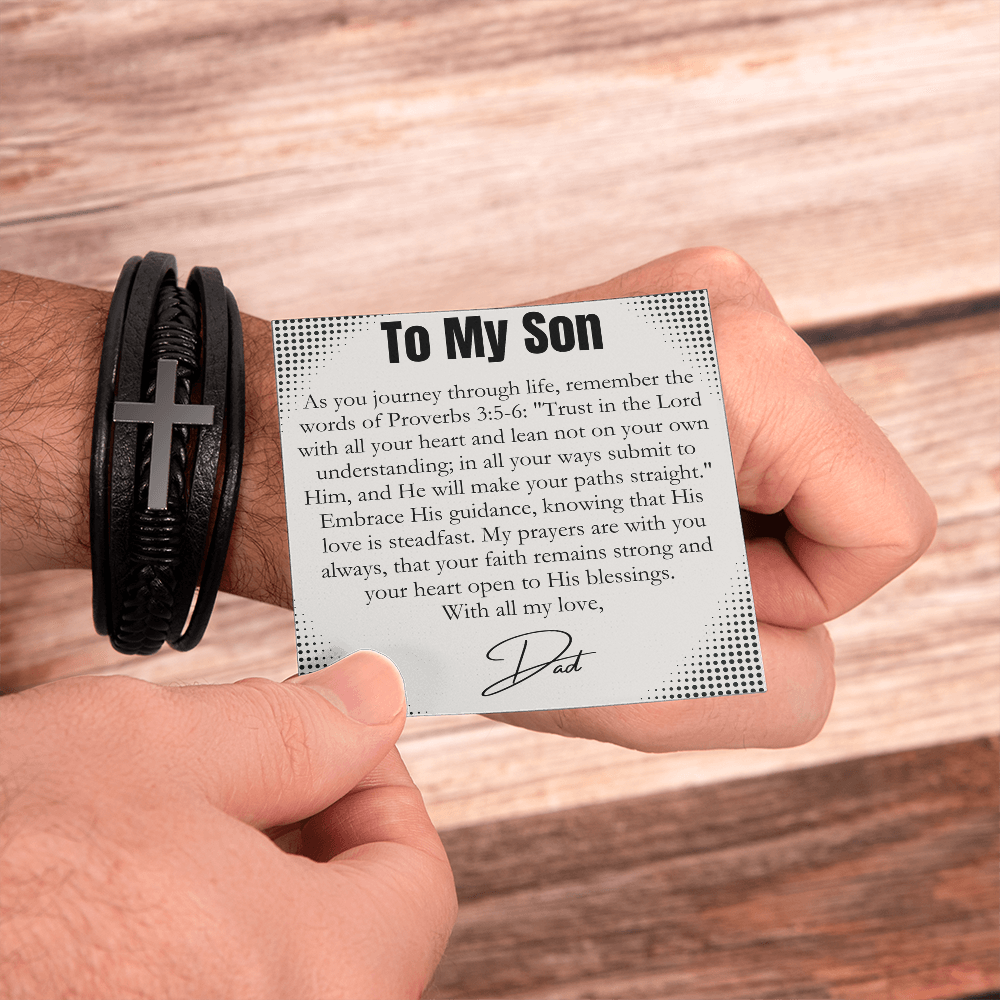 To My Son  - May You Be Blessed, Always -  Cross Bracelet