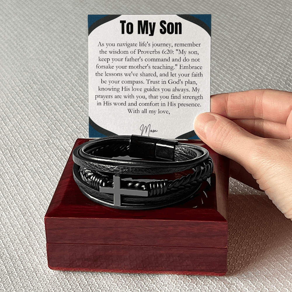 To My  Son - May You Be Blessed Always - Cross Bracelet