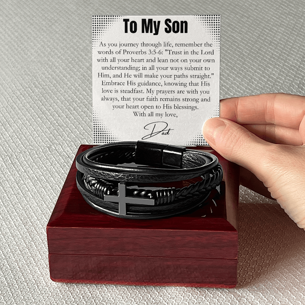 To My Son  - May You Be Blessed, Always -  Cross Bracelet