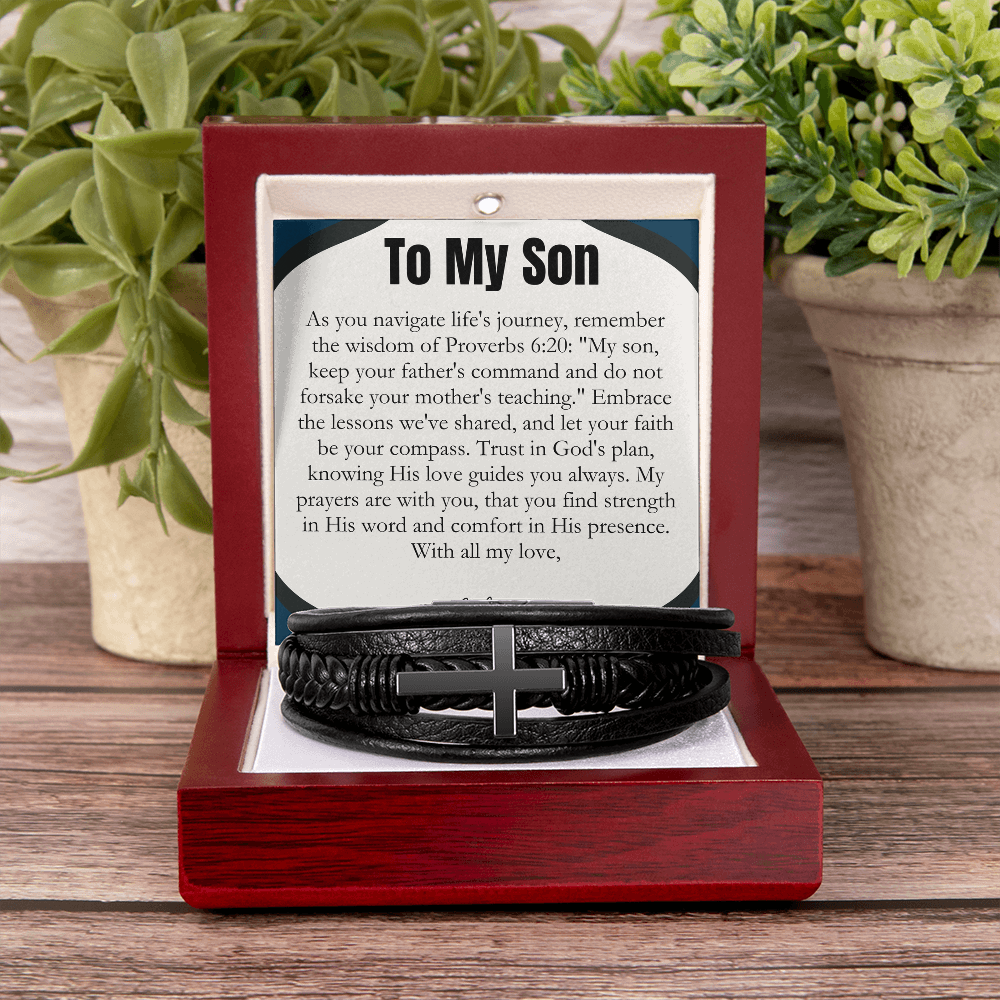 To My  Son - May You Be Blessed Always - Cross Bracelet