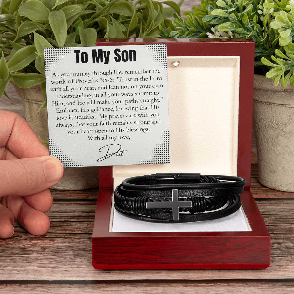 To My Son  - May You Be Blessed, Always -  Cross Bracelet