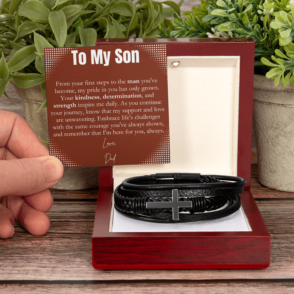 To My  Son - May You Always Be Blessed - Cross Bracelet