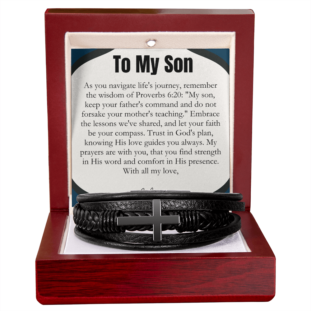 To My  Son - May You Be Blessed Always - Cross Bracelet