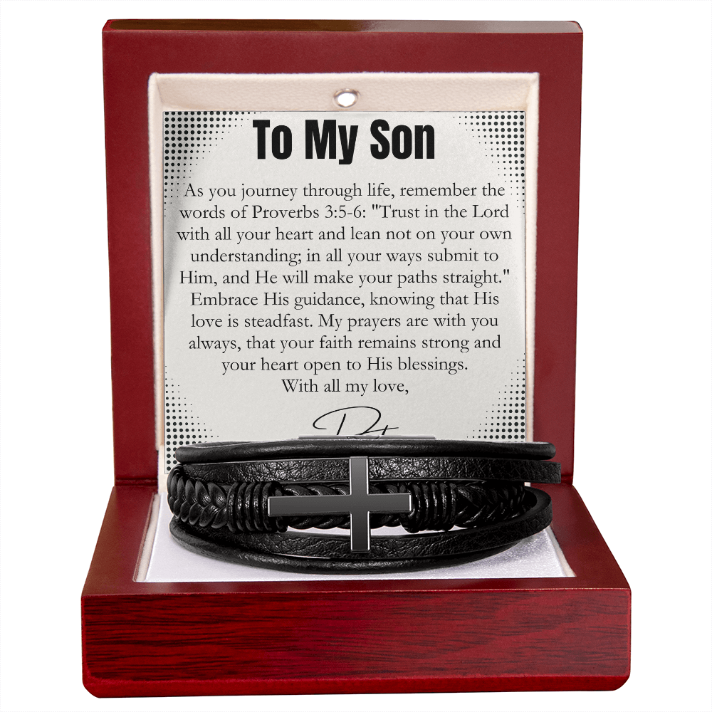 To My Son  - May You Be Blessed, Always -  Cross Bracelet