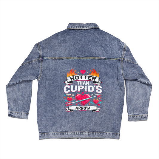 Hotter Than Cupid's Arrow - Denim Female Oversize Jacket
