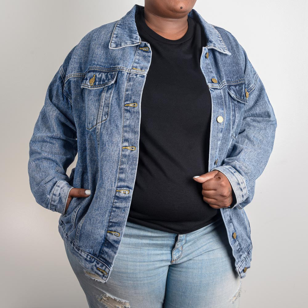 Hotter Than Cupid's Arrow - Denim Female Oversize Jacket